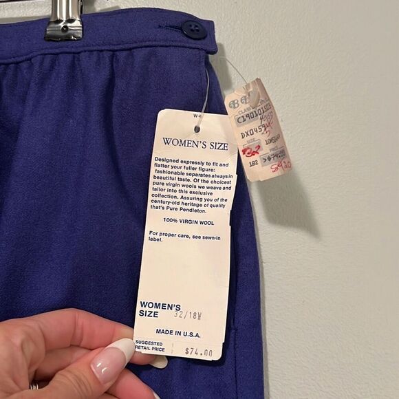 Pendleton Women's Blue Made in USA Pure Virgin Wool Midi Skirt Size 18W NWT - Picture 4 of 8